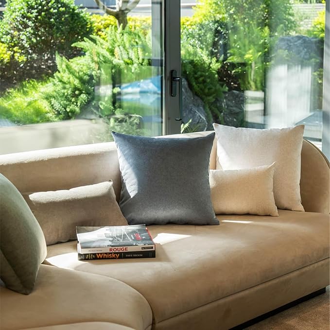 a moment Pack of 2 Stain-Resistant Throw Pillow Covers Pet-Friendly Pillowcases Cushion Covers for Sofa Couch Bed Outdoor Waterproof 18x18 Inch Gold Brown