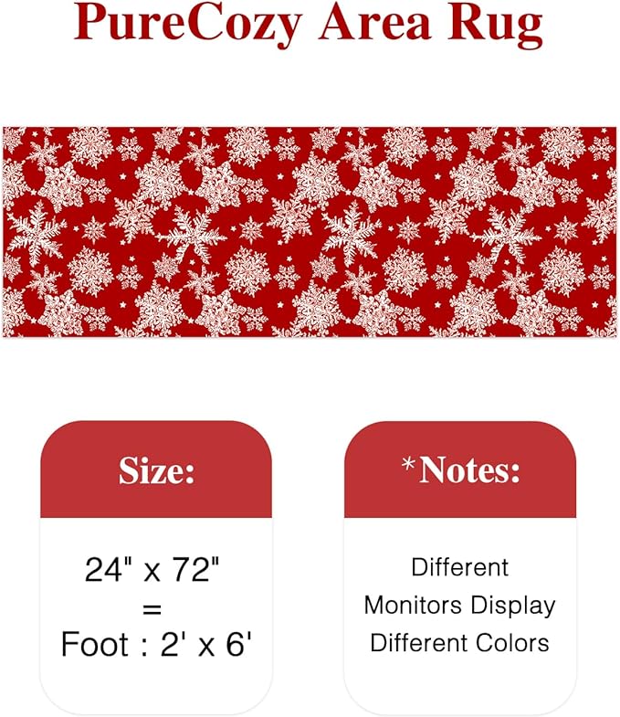 Red Runner Rug 2x6 Christmas Hallway Carpet Snowflake Washable Bedroom Carpet Xmas Holiday Decor Non Slip Kitchen Mat Indoor Decorative Throw Rug Dining Room Laundry Room Living Room