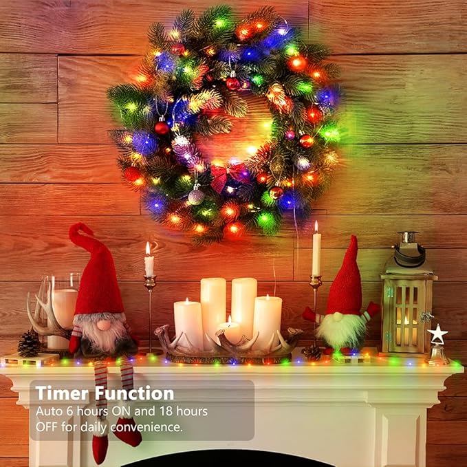 Battery Operated String Lights (2 Pack), 33ft 100 LED Fairy String Lights Battery Powered w/Remote & Timer for Indoor Outdoor Christmas Trees Wreath Decoration Bedroom Patio - Multicolor