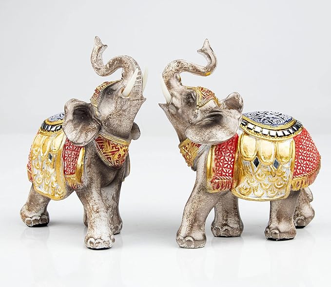 Wealth Lucky Elephant Figurine with Trunk Up Elephant Statue Collectible Figurines Perfect for Home Decor Gift