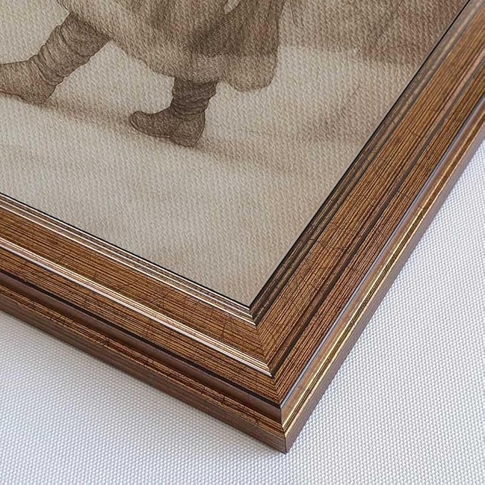 Vintage Christmas Decor Farmhouse Wall Art Gold Framed Rustic Winter Landscape Santa Pictures Painting for Home Living Room Decor (Santa, 20L" x 16W")