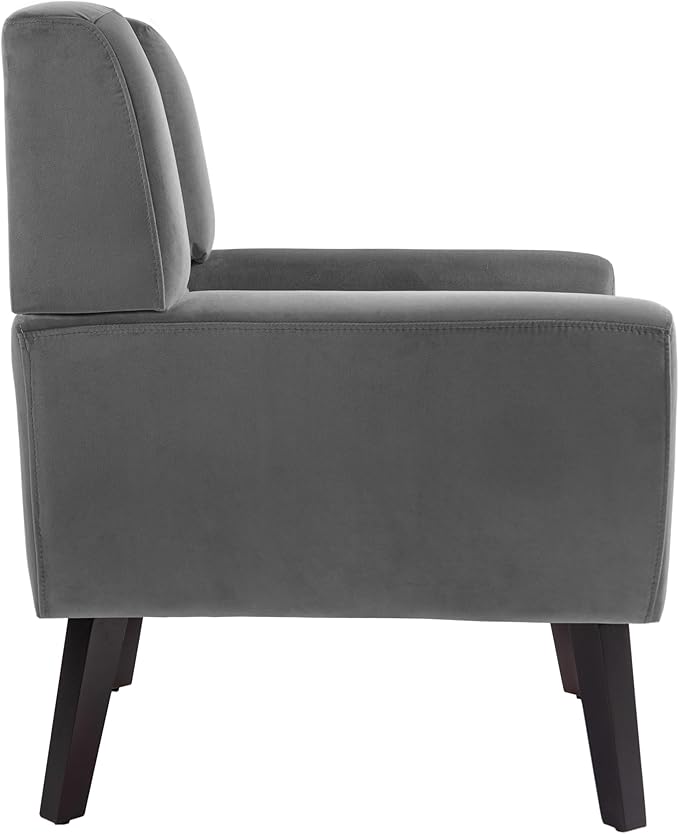 UIXE Accent Chairs Set of 2, Velvet Upholstered Armchair for Living Room, Modern Club Arm Chairs Comfy Single Sofa Button Tufted Bedroom Reading Seat - Gray