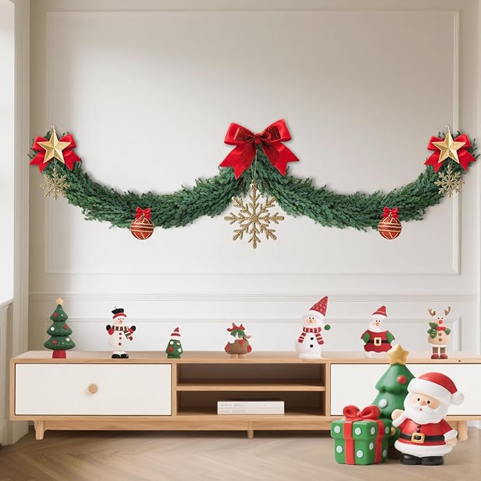 Norfolk Pine Garland – 6FT Artificial Christmas Garland, Greenery Garland for Winter Holiday Decorations, Indoor Outdoor Use on Mantel, Table, Wall or Door