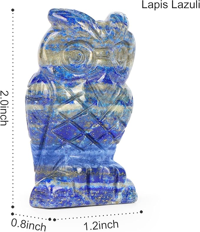 2" Lapis Lazuli Crystal Owl Figurine Gem Stone Owls Statue Animals Carving Owl Gifts for Home Office Decor