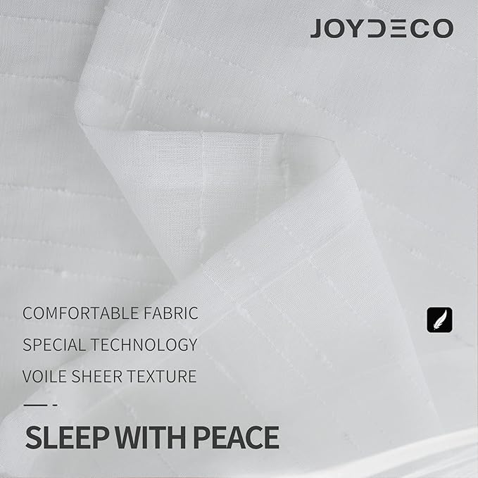 Joydeco White Sheer Curtains 84 Inch Length 2 Panels Set, Rod Pocket Semi Sheer Curtains for Bedroom Living Room, Window Treatments Voile Drapes (54x84 inch, Off White)