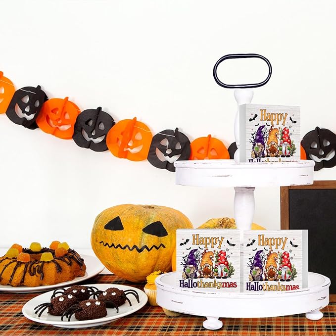 Gnomes Decorations for Home, Gnome Home Farmhouse Decor, Halloween Thanksgiving Christmas Decorations Wooden Box Sign Kitchen Living Room Shelf Desk Decor Office Accessories