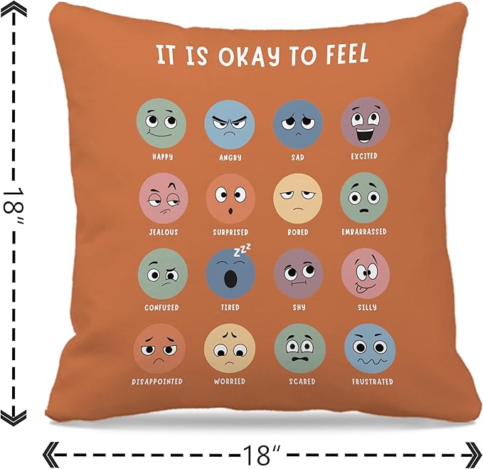 Nogrit Counseling Office Must Haves Throw Pillow Cover, Calming Corner, Mental Health Pillowcase Decor for Home Kids,Mental Health Counselor Gifts, Calming Corner Pillow Covers 18x18 Earthy Yellow