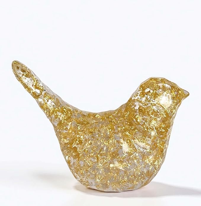 Goldfoil Glitter Bird Figurines Staue Home Decor Accents,Hammered Sculpture Gifts for Bird Lovers,Knick Knacks for Shelves Bookshelf Office