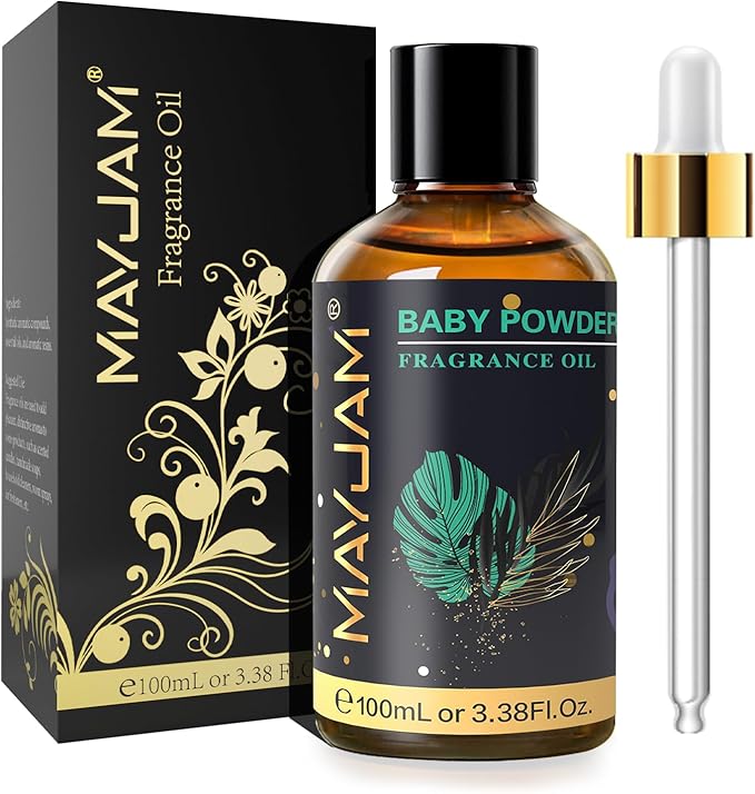 MAYJAM 100ML/3.38FL.OZ Baby Powder Fragrance Oils with Glass Dropper, Essential Oils for Diffusers for Home, Long Lasting Scented Oils for Diffusers Soap Candle Making