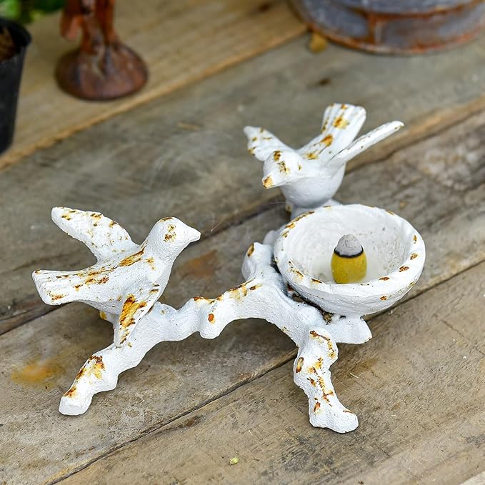 Sungmor Vintage Cast Iron Tealight Candle Holder, Lovely & Beautiful Birds Nest Design, Unique Tabletop Shelf Home Decor Pieces, Small Birds Statue Candle Holders Coffee Table Centerpieces Decor