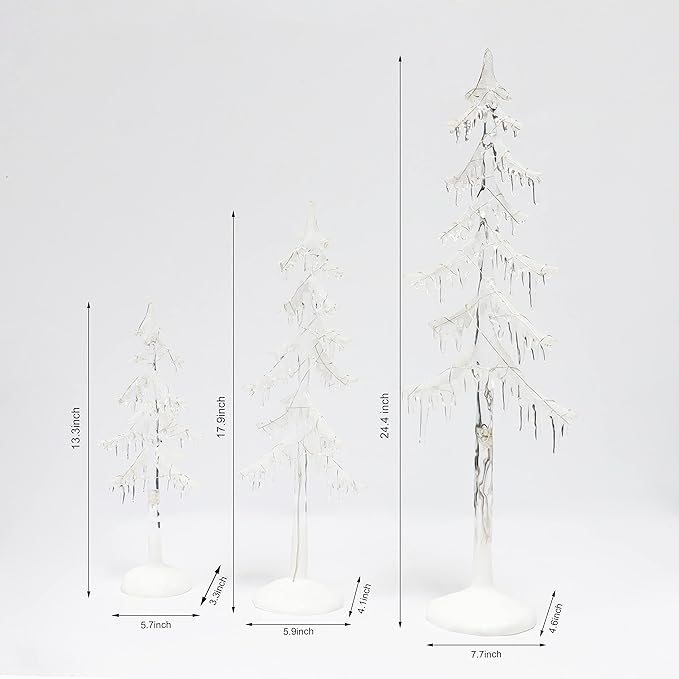 Christmas Tabletop Decor, LED Lighted Acrylic Icicle Trees, 3 Pack, Battery Operated (not Included) (24.4" H, 17.9" H, 13.4" H) by Moments in Time