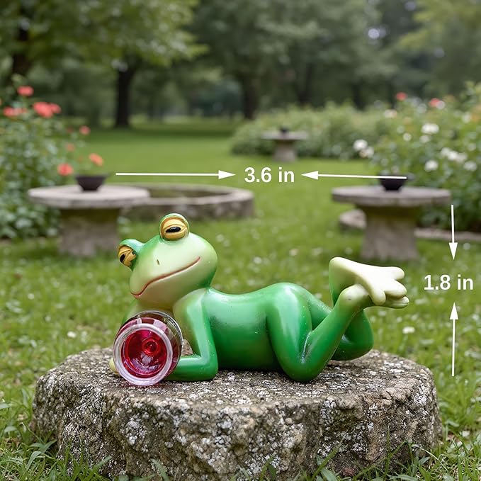 Frog Figurine Garden Decor for Outside, Plant Decorations for Pots, Fairy Garden Figurines for Lawn Ornaments, Yard Decorations Outdoor Statue, Frog Gifts for Women