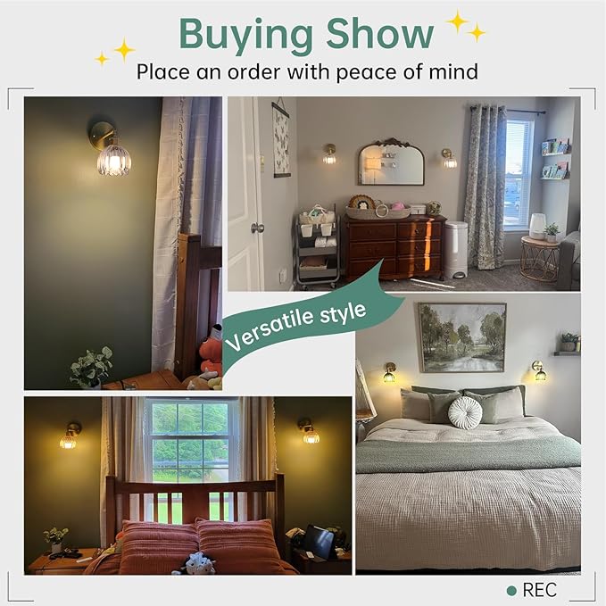 Vintage Battery Operated Wall Sconce with Cute Transparent Tulip Glass Lampshade Wireless Rechargeable Battery Powered Wall Light with Remote Control for Bedside Bedroom Doorway