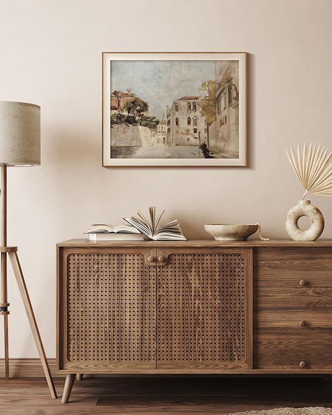 InSimSea Framed Canvas Wall Art Classical Cityscape Artwork Wall Decorations View of Venice Canvas Prints Bathroom Pictures Farmhouse Office Home Wall Decor 16x20In