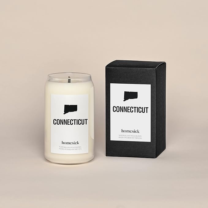 Homesick Premium Scented Candle, Connecticut - Scents of Nutmeg, Lemon, Eucalyptus, 13.75 oz, 60-80 Hour Burn, Natural Soy Blend Candle Home Decor, Relaxing Aromatherapy Candle