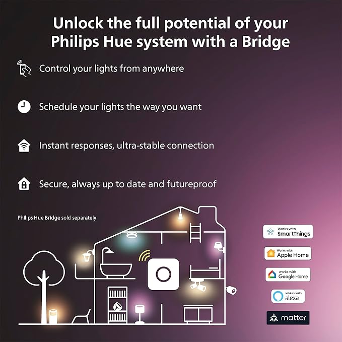 Philips Hue Indoor 10 Ft Smart LED Solo Lightstrip Base Kit Bundle with Bridge - Control with Hue App, Compatible with Alexa, Google Assistant, Apple HomeKit