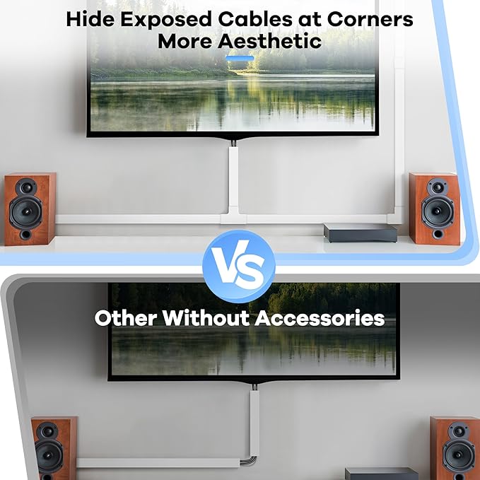 126in Cord Hider Kit, Wire Covers for TV on Wall, Paintable Cable Management Kit, Cable Cover for Mounted TV, Hide Wires Along Wall, Grey Cord Cover, 8xL15.7in W0.95in H0.55in