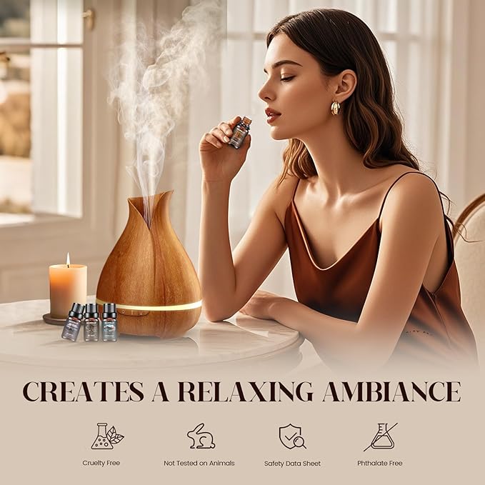 Hotel Diffuser Oils Gift Set - 6x10ML Luxury Hotel Scent Essential Oils Set for Diffuser, Candle Making - Premium Fragrance Oil, My Way, Ember, Dream On, Serene Coast, Midnight Velvet, Golden Bloom
