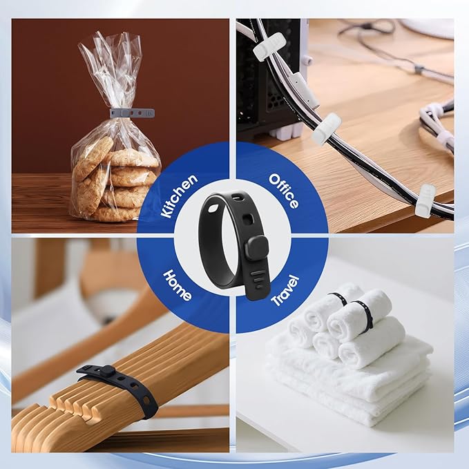 AROIC 90Pcs Silicone Cable Ties with 3 Sizes,Reusable and Washable with Adjustable Locking Buckle Design, Cord Organizer for Home, Office, Travel Essential, School (3 Colors)