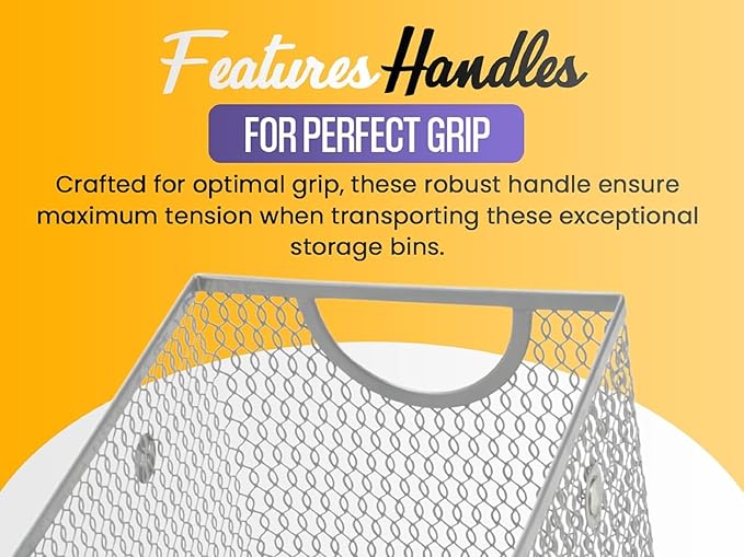 YBM HOME Kitchen Pantry Organizer Wire Baskets for Shelves, Cabinets, Pantry, Countertop, Mesh Open Storage Bin Metal Basket for Organizing Food Supplies, 6 Pack, 14.5x9.25x7