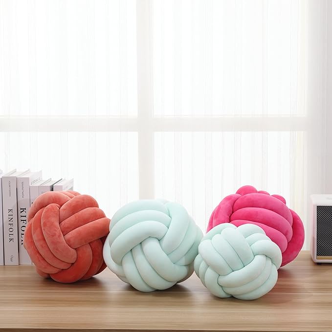 Petrella Knot Pillow Ball Round Throw Pillows Home Decor Cushion Decorative Aesthetic Throw Pillows,Light Green 11inch
