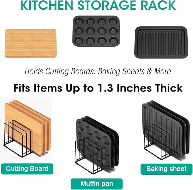 2-Pack Dish Rack & Cutting Board Organizer β 5-Tier Metal Rack for Cutting Boards, Bakeware, Trays β Space-Saving Kitchen Storage, Rust-Resistant Dish Organizer for Cabinets, Countertops & Pantry