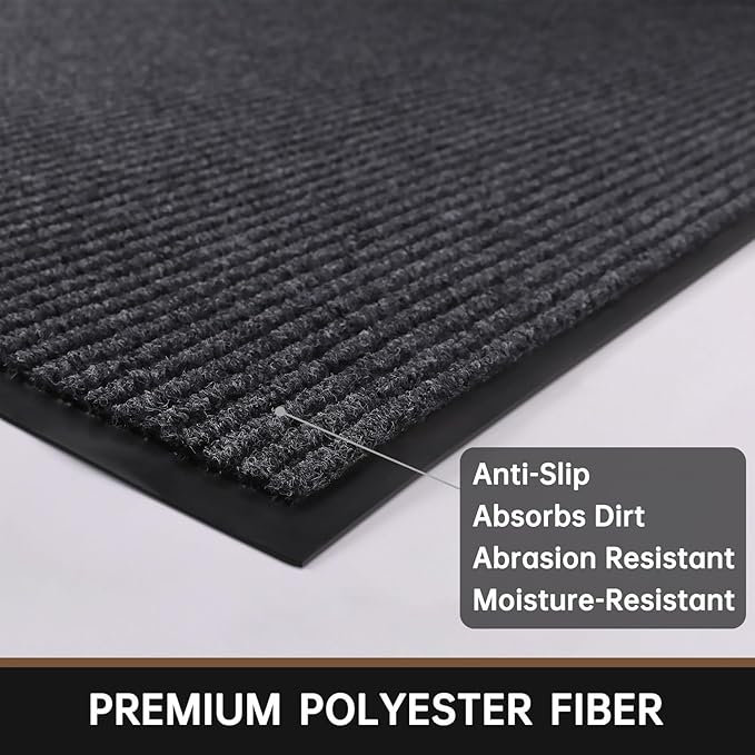 Front Door Mat, 10' x 36" Heavy Duty Indoor Outdoor Doormat, Non-Slip Welcome Mats for Entryway, Rubber Backing Low Profile Commercial Door Mats