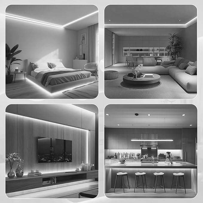COB LED Strip Light, 32.8ft Dimmable 6500K Super Bright Daylight White 24V Flexible LED Tape Light with Remote, for Home, Kitchen, DIY Lighting
