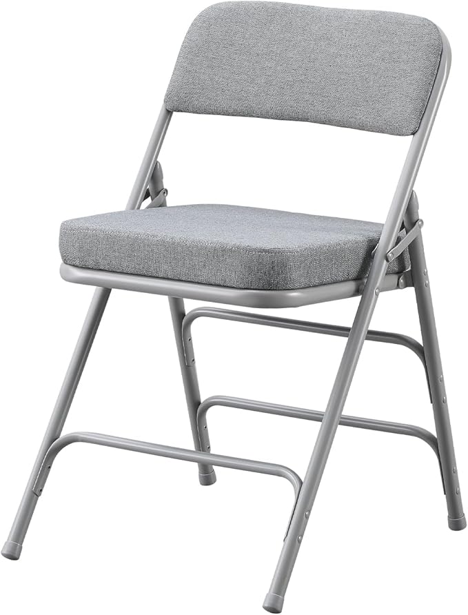 KAIHAOWIN Padded Folding Chairs Upholstered Single Foldable Chair with Ultra Thick Padded Seat Comfortable Metal Chairs Indoor with Comfortable Fabric Cushion for Indoor-Grey