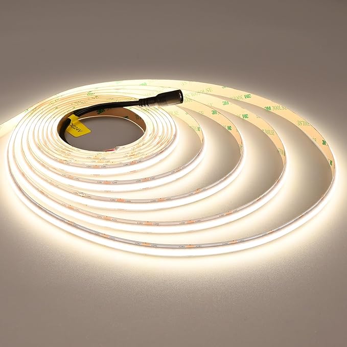 JOYLIT 24V Super Bright COB LED Strip Lights 16.4FT/5M 4000K Natural White Indoor, UL Listed 288LEDs/M, 670LM/FT, CRI 92+, 120° Beam Angle Professional Tape Light for Home,Commercial(No Power Supply)