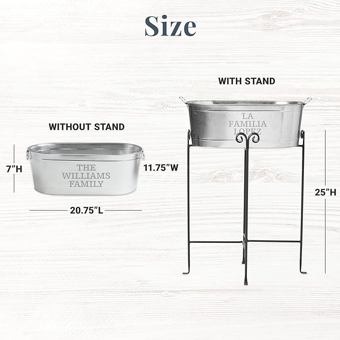 Let's Make Memories Personalized Family Name Beverage Tub w/Stand - Custom Beverage Tub - Unique Entertaining Essential - 5.5 Gallons