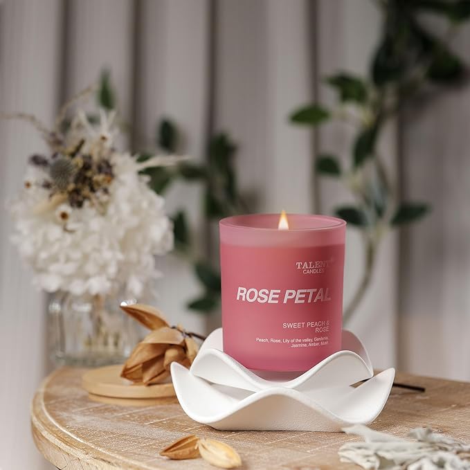 Candles for Home Scented, Natural Soy Wax, Scented Candle Stress Relief and Relaxation, Sweet Peach & Rose, Medium Jar, Ideal for Home and Bedroom Decor