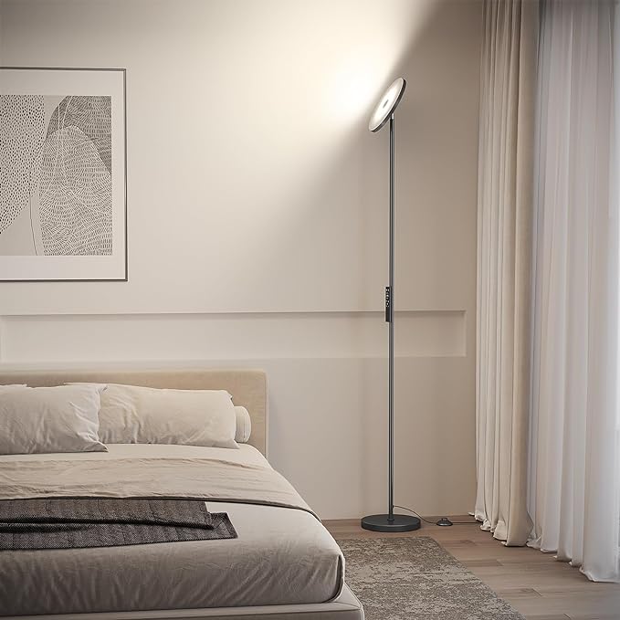 SUNMORY Floor Lamps for Living Room, 32W/3000LM Super Bright LED Floor Lamp with Remote Control, 69" Tall Standing Lamp with Stepless Dimmable, Modern Torchiere Corner Lamp for Bedroom, Office