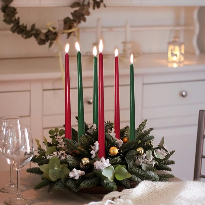 12 Inch Taper Candles 6 Pcs Unscented, Smokeless, Dripless Long Tapered Candlesticks Candles for Christmas Birthday Dinner Wedding Party Home Decor