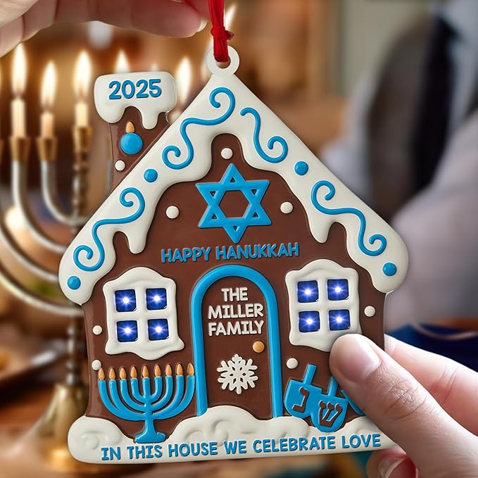 House Warming Gifts New Home Ornament 2025 - Hanukkah Ornaments, Hanukkah Gingerbread House Jewish Ornaments, Custom Family Christmas Ornament for Tree
