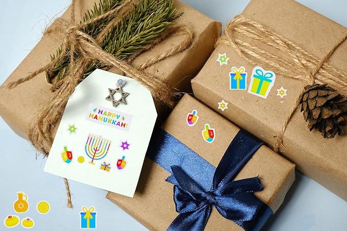 The Dreidel Company Hanukkah Stickers Sticker Pieces, Great for Arts and Crafts, Hanukkah Decoration, Party Favors, 360 Stickers (Style 4)