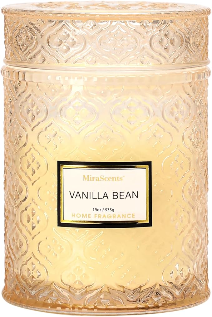 Vanilla Scented Candles, 19oz Aromatherapy Candles Gifts for Women, White Luxury Large Decorative Candles in Glass, Natural Soy Wax for Home