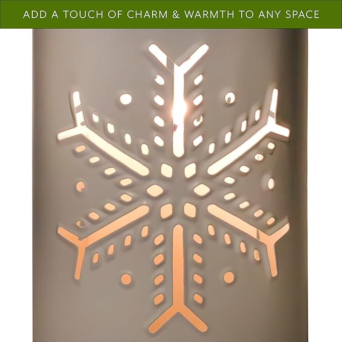 AuldHome Design Snowflake Candle Lanterns for Pillar Candles (Set of 3); Christmas Holiday Decor Centerpiece Candle Holders