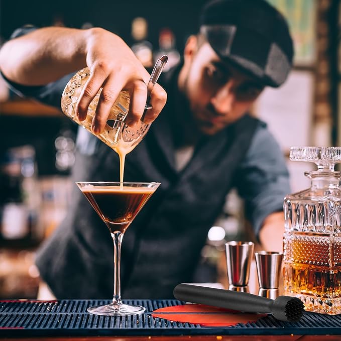 Baderke Muddler for Cocktails Plastic Bar Muddler Bulk 8 Inch Bar Accessories Tools Set for Home Ice Crusher Bartender Accessories Mojito Fruit Drink(Classic,Black,8 Pcs)