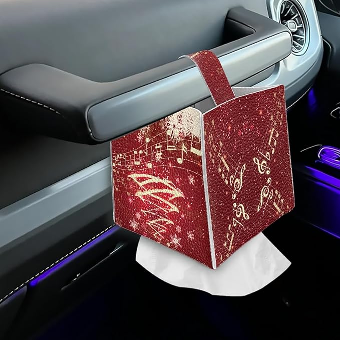 Christmas Tree Tissue Box Holder Square Tissue Holder Organizer Modern Napkin Cover for Bedroom Dresser Night Stand Office Desk PU Leather Decor