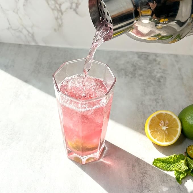 7-Piece Cocktail Shaker Set, Bartender Kit, Home Bar Accessories, Mixing Spoon, Measuring Jigger, Pour Spout, Muddler ,23oz Shaker with Built-in Bartender Strainer,Stainless Steel Bar Set