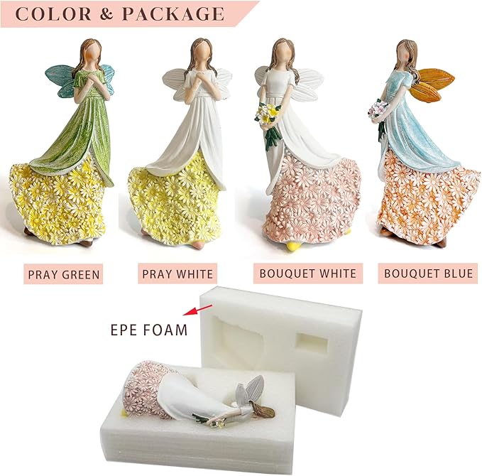 Sunflower Angel Figurines Home Decor, Encouragement Anniversary Retirement Gift for Woman, Memorial Bereavement Sympathy Gifts Idea