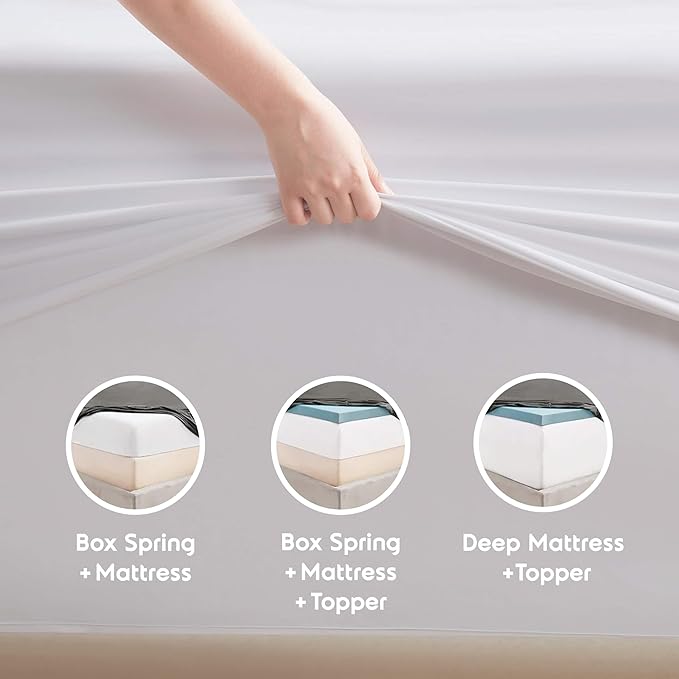 Nestl Extra Deep Cal King Sheet Set - 6 Piece Breathable & Cooling Sheets - Hotel Luxury Bedding Set w/18-24 Inch Deep Pockets - Easy & Secure Fit - Super Soft, Wrinkle Free & Comfy - White