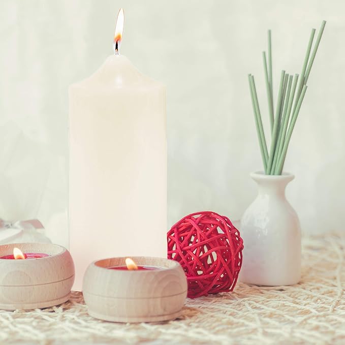 Super Z Outlet Unscented Pillar Candles for Weddings, Home Decoration, Relaxation, Spa, Smokeless Cotton Wick (1, Ivory, 3"x9")