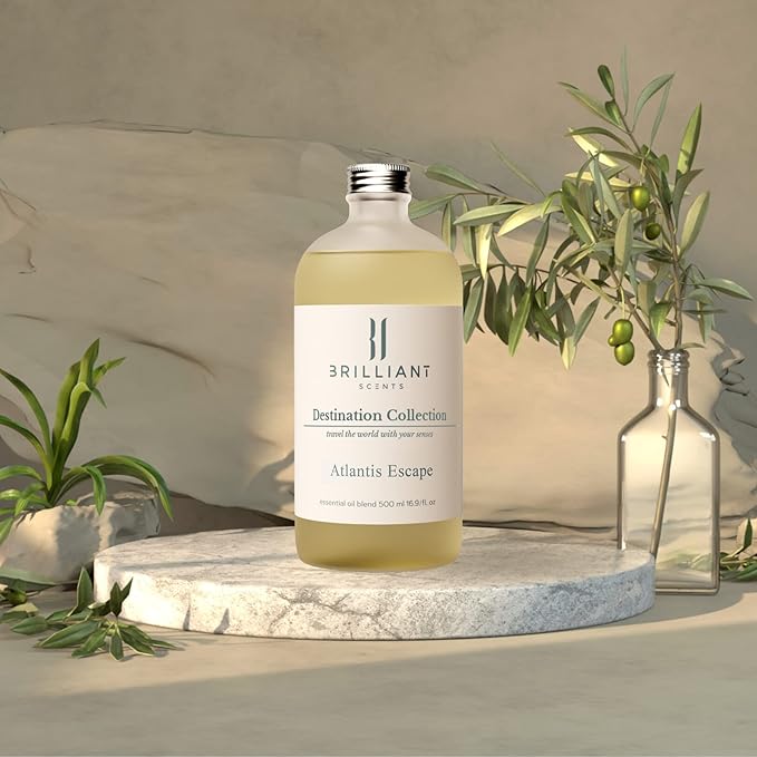 Brilliant Scents Atlantis Escape Fragrance Oil 200ml - Premium Diffuser Oil for Home, Office, Hotels - Long Lasting, Plant-Based, Meets IFRA Standards, USA-Made - Neroli, Orange Blossom, Vanilla