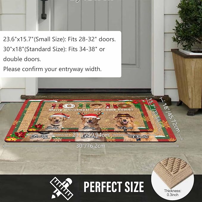 Custom Christmas Name Door Mat for Family, Personalized Christmas-Decor Indoor, Custom Merry-Christmas Door Mat, Christmas Decor Gifts Customized
