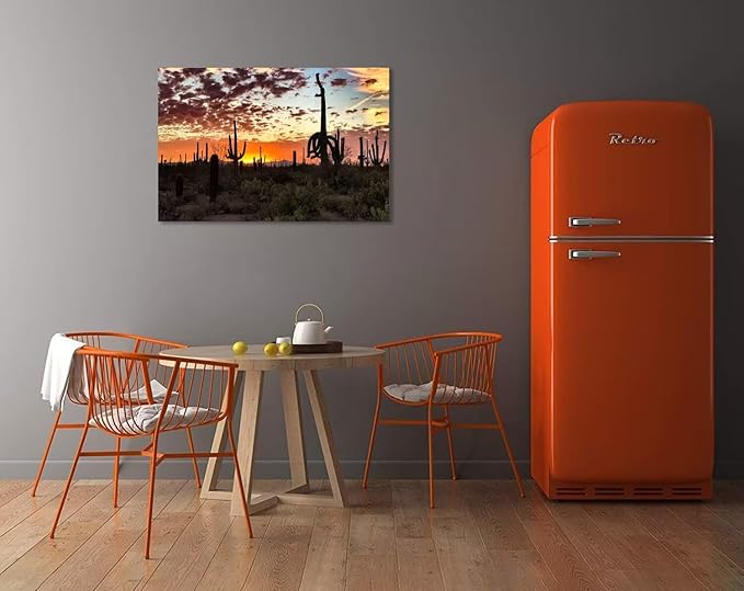Sunset Saguaro Cactus Wall Art for Living Room Bedroom Bathroom Home Decorations Arizona Cactus Picture Poster Cactus Framed Artwork Canvas Prints Ready to Hang(12''H x 16''W)