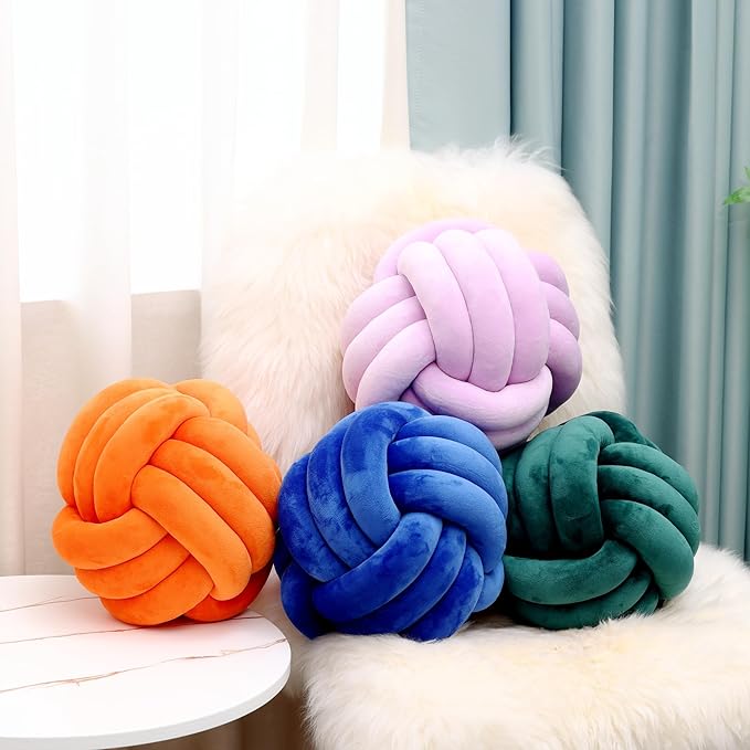 Petrella Knot Pillow Ball Round Throw Pillows Home Decor Cushion Decorative Aesthetic Throw Pillows,Purple 13inch