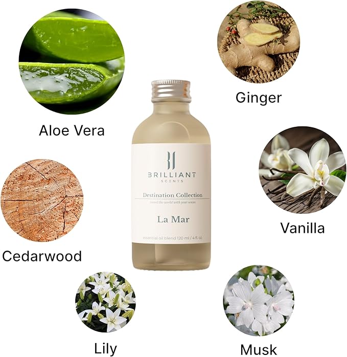 Brilliant Scents Diffuser Oil Refill, Inspired by The Westin Hote, Hotel Series Aroma Scents, Essential Oils Set for Home, Fragrance Oil for Candle Making, Home, 50 ML, La Mar