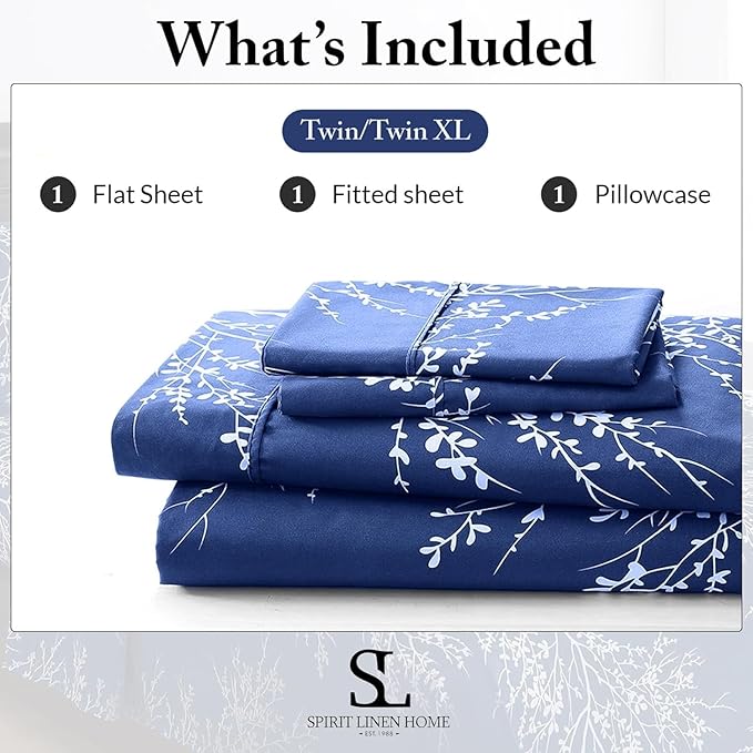 Spirit Linen home Queen Size Bed Sheets - Pure Microfiber 4 Piece Polyester Bed Sheets with Deep Pockets, 90 Thread Count, Fitted Sheet & Pillow Cases, Grey/White